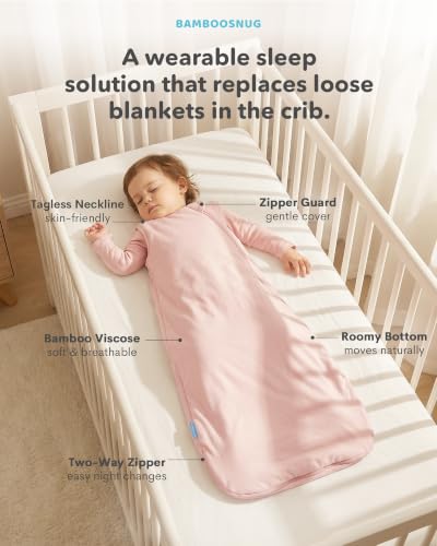 BAMBOOSNUG Bamboo Viscose Baby Sleep Sack 1.0 TOG, 0-3 Month, Sage