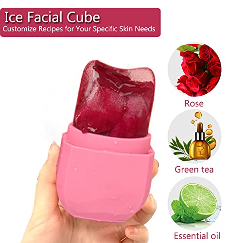 Ice Roller For Face And Eye,Upgrated Diamond Ice Face Roller,Facial Beauty Ice Roller Skin Care Tools, Ice Facial Cube, Gua Sha Face Massage, Silicone Ice Mold For Face Beauty (Red) #TOP2