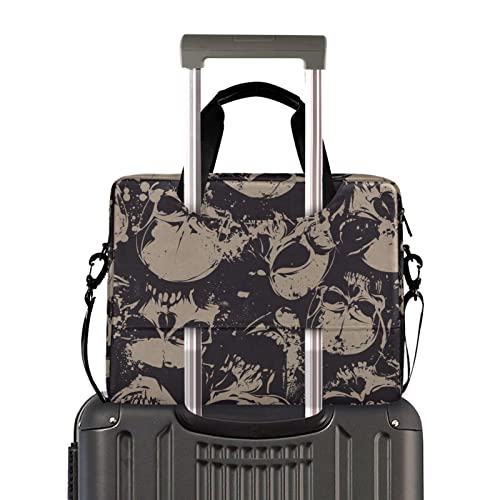 Foliosa Retro Skulls Laptop Bag, Laptop Sleeve Case With Non-Slip Shoulder Strap Multi-Pockets Messenger Bag Briefcase Fits 13-16 In Laptop Tablet #TOP1