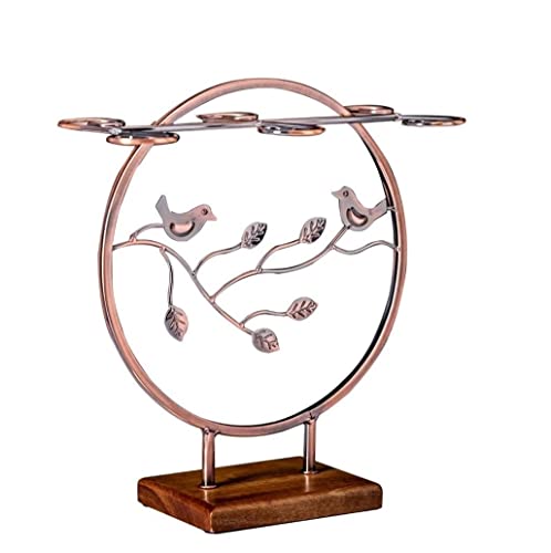 Soporte para botellas de vino de hierro y madera