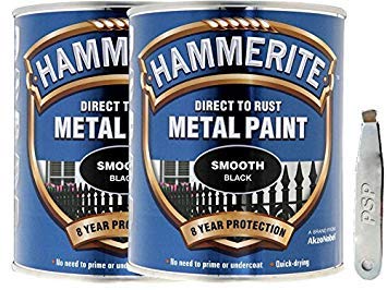 Twin Pack Of Hammerite Smooth Black Metal Paint 2.5L 5055727815906