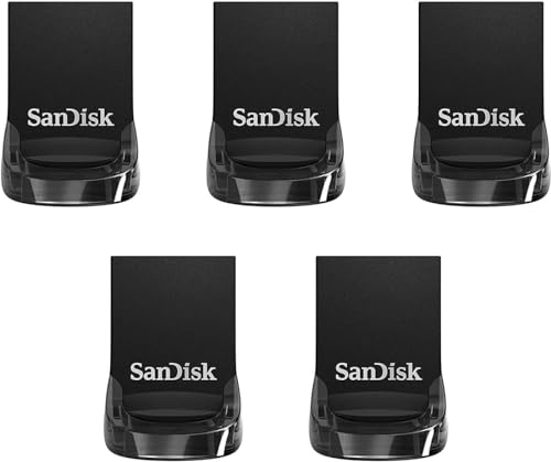 Image of SanDisk 64GB 5-Pack Ultra Fit USB 3.2 Gen 1 Flash Drive (5x64GB) - Up to 300MB /s, Plug-and-Stay Design, Non-Retail Packaging - SDCZ430-064G-GAM5C