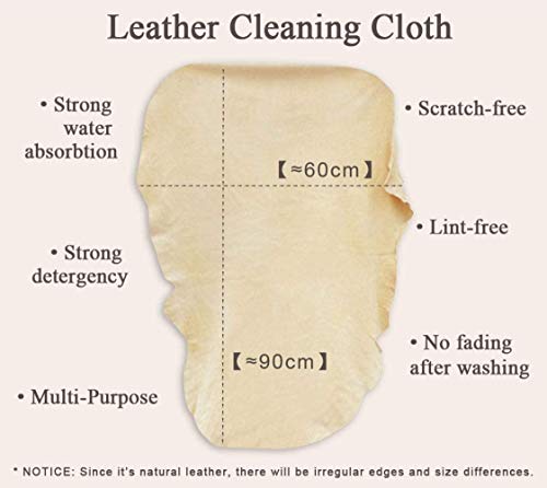 KAHEIGN Auto Naturleder Natur Chamois, 60 X 90 cm Auto Reinigungstuch Echtem Hirschleder Autoleder Handtuch Profileder Trockenleder für Haus und Auto