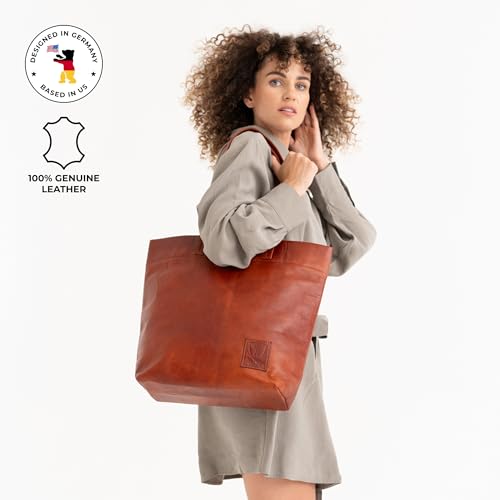 Bolso Tote Vintage de Cuero para Mujer Marrón miniatura 4