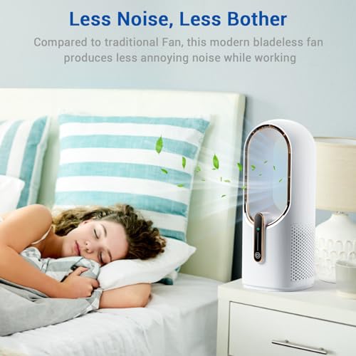 Bladeless Desk Fan, 11.8 Inch Small Rechargeable Fan, 30dB Quiet, 3 Speeds by KONSIDEN - Used condition - Image 5