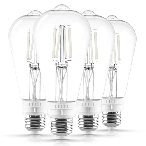 LUXRITE Vintage ST19 LED Light Bulb 60 Watt Equivalent 5CCT 2700K 3000K 3500K 4000K 5000K Dimmable 500 Lumens White Filament LED Edison Light Bulb 4.5W UL Listed E26 Base (4 Pack)