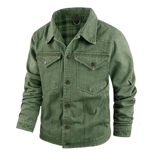 Men Plaid Flannel Casual Jean Coat Classic Interior Plaid Denim Jacket Fashion Distressed Trucker Outerwear3