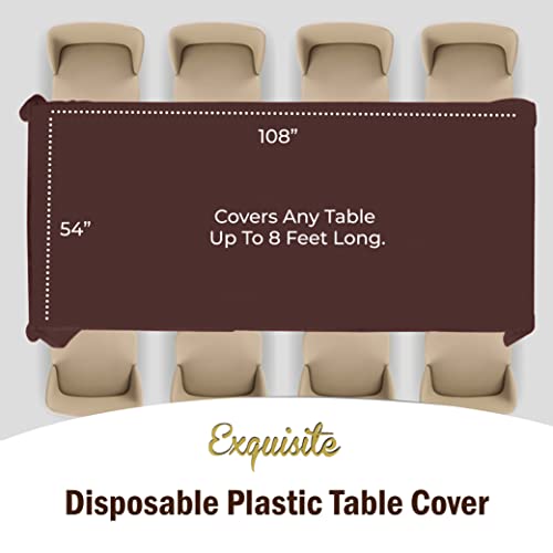 Exquisite Party Solids 6-Pack Premium Plastic Tablecloth 54in. X 108in. Rectangle Plastic Table Cover - Brown by Party Solids - Image 4