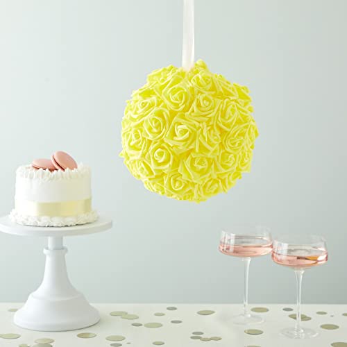 100 Pack Yellow Artificial Flowers, Bulk Stemless Fake Foam Roses for Wedding, Decorations, Bouquets (3 in) image 4
