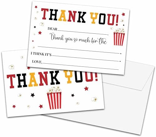Kids Thank You Cards Fill in the Blank, Popcorn Thank You Cards, ...