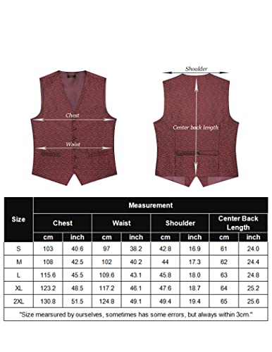 Coofandy Mens 3Pc Paisley Wedding Suit Vest Jacquard Tie And Vest Set With Pocket Square #TOP5