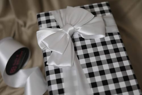 Image of Bells and Whistles Satin Christmas Ribbon (Length: 10 Yards Width: 2 inch) (White Satin)