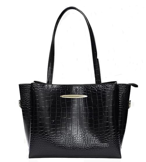 Sleema Fashion Capacity Croco Pattern Tote Bags For Womens Big Purses And Handbags Ladies Big Shoulder Bag From (Blue) (Black) (B0D4662QX8) Amazon Price History, Amazon Price Tracker