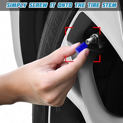 Image of Osilly Car Tire Stem Valve Caps, 8 PCS Aluminum Alloy Valve Stem Covers, Leak-Proof Tire Cap Cover Accessories, Hexgon Style Wheel Air Valve Caps for SUV Car Bike (Blue)