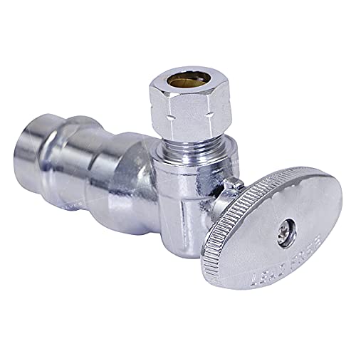 Midline Valve 92323QS-NL-Q 1/4 Turn Press Angle Stop Valve, 1/2" Press x 3/8" OD, Chrome Plated Brass by Midline Valve - Image 2