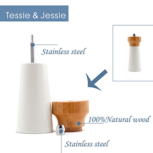 Wooden Salt And Pepper Grinder Set, Sustainable Cherry Wood, Elegant Lighthouse Sea Salt Grinder And Black Pepper Mill Set For Seasoning, Cooking, Dining -By Tessie & Jessie (6“+8”) #TOP2
