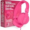 Puro Sound Labs Kids Wired Headphones Volume-Limiting & Adjustable, Safer & Comfortable Headphones for Kids Compatible with PCs, Smartphones & Tablets, Ideal for School & Travel PuroBasic, Pink