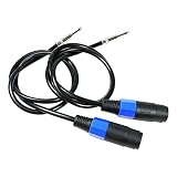 HBU Pack of 2 3.3 Feet Speakon Female Connector to 1/4" Male Cable - 2pcs 1-Meter Audio Patch SpeakO