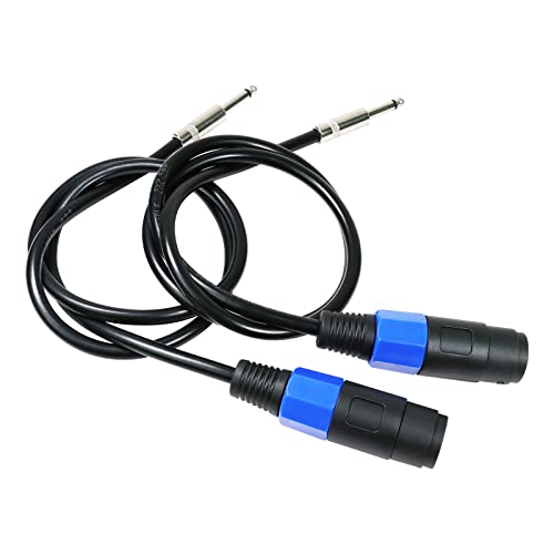 Hbu Pack Of 2 3.3 Feet Speakon Female Connector To 1/4" Male Cable - 2Pcs 1-Meter Audio Patch Speakon Jack Plug To 6.35Mm Ts Speaker Interconnect Wire (2-Packs) #TOP5