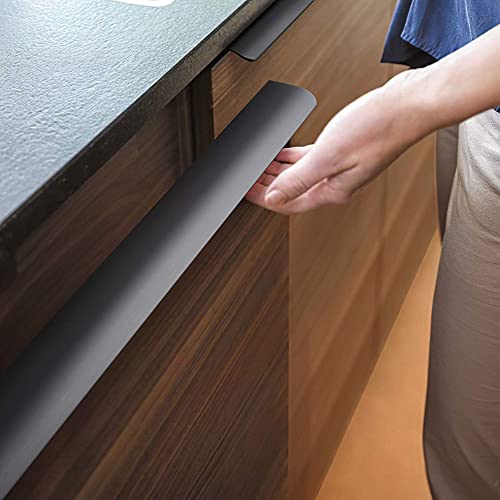 Satanga Edge Black Finger Pulls for cabinets Kitchen Invisible Hardware Concealed Drawer Pull Aluminum Flat Hidden Door Long Handles Pack of 5 Modern 7.87inch 200mm Overall Length Easy Installation by Satanga - Image 3