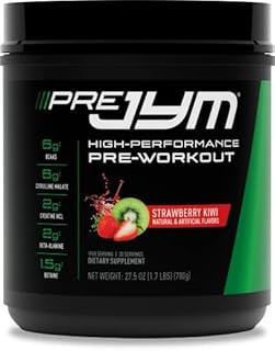 JYM Supplement Science Pre JYM Strawberry Kiwi Pre Workout Powder - BCAAs, Nootropics, Creatine HCI, Citrulline, Beta-Alanine, Betaine, Taurine, Huperzine 30 Servings