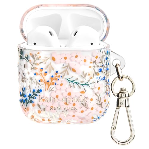 Kate Spade New York AirPods etui ochronne z pierścieniem na klucze – wielokolorowe kwiatowe róże, kompatybilne z AirPods 2. / 1. generacji