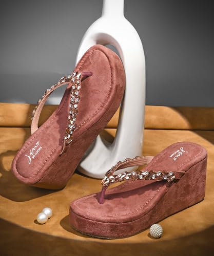 Image of JM LOOKS Women Elegant Embellished Platform Wedge Sandals Designed for Comfort and Statement Style