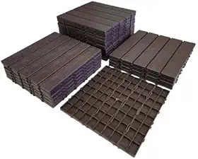 Deck Modular Plástico com Textura Madeira, 30x30cm, 1,5cm Altura, Kit com 6 Peças (MARROM)