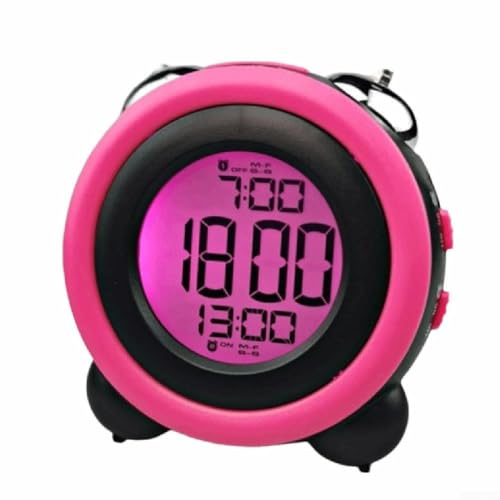 Besttoolifes Reloj despertador electrónico con pantalla a color con múltiples alarmas, tonos de llamada fuertes y luces luminosas para dormitorio y oficina (rojo)