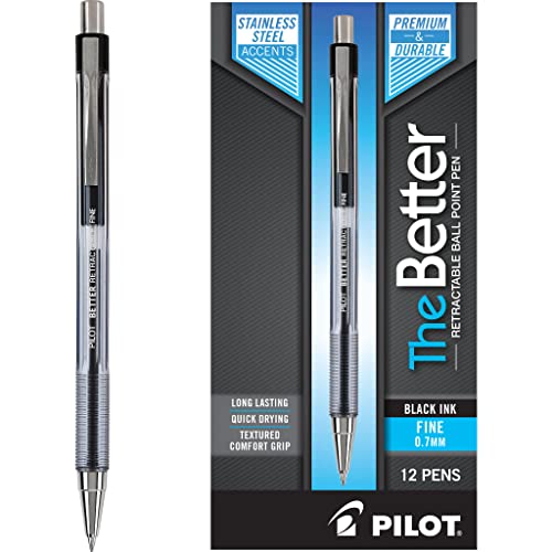 Pilot Pen 30000 The Better Ball Point Pen Refillable & Retractable Ballpoint Pens, Fine Point, Black Ink, 12-Pack #TOP1