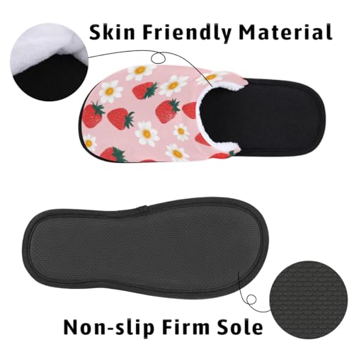 Strawberry Flower Pattern Soft Women Slippers Cozy House Shoes Lightweight Fuzzy Slippers Memory Foam Slippers for Women Indoor and Outdoor3