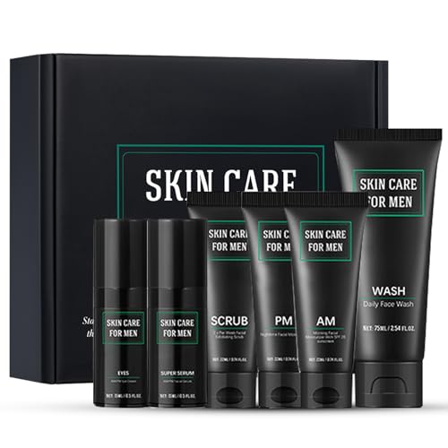 Men’S Skin Care Set: 6-In-1 Mens Skincare Gift Box Facial Kit, Birthday Gifts For Men - Face Wash, Exfoliating Scrub, Day & Night Moisturiser, Anti Wrinkle Serum, Eye Cream - Smooth, Glowing Skin