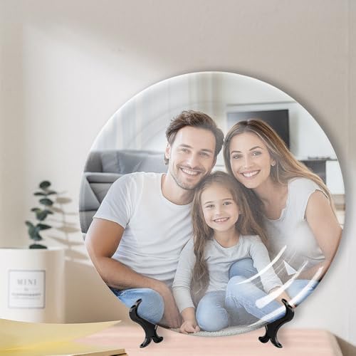 Quilia Assiette en céramique personnalisée avec photo, assiettes personnalisées avec photo/texte, assiettes décoratives pour Noël, anniversaire, cadeau commémoratif pour couple ou famille (Style 2)