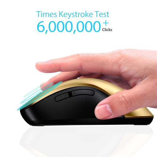 Image of memzuoix 2.4G Wireless Mouse, 1400 DPI Mobile Optical Cordless Mouse with USB Receiver, Portable Computer Mice Wireless Mice for Laptop, PC, Desktop, MacBook, 5 Buttons (Gold)