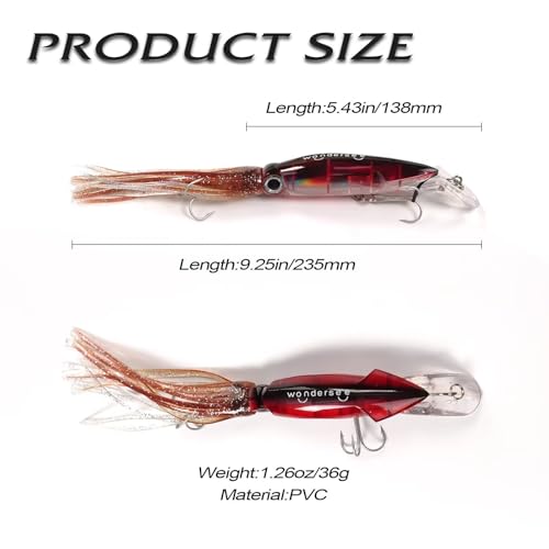 Wondersee Squid Fishing Lures, 4 Pack Octopus Swimbait — view 3