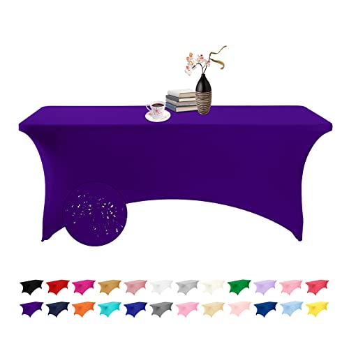 eccwai Spandex 6ft Waterproof Table Cover for Party,Wedding, Banquet, and Events(Purple) by eccwai - Used condition - US$15.27