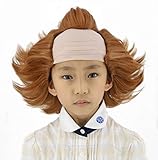Topcosplay Wigs for Kids Brown Short Halloween Costume Bald Wig