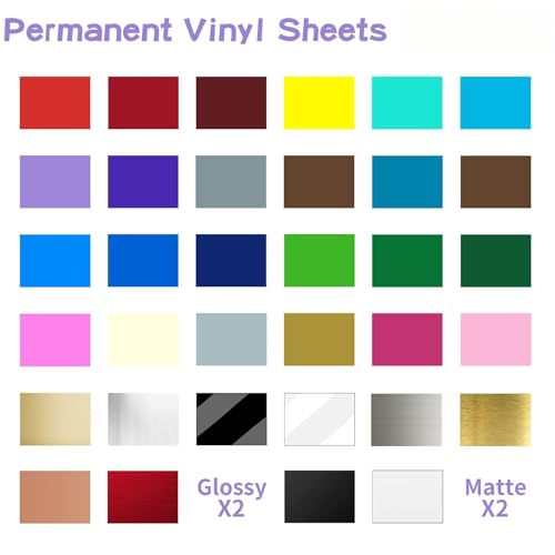 Image of Lya Vinyl 68 Pack Permanent Vinyl, Self Adhesive Vinyl Sheets for Cutting Machine, Permanent Outdoor Sheets for Party Decoration, Sticker, DIY Mug, Car Decal