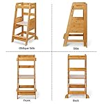 TOETOL Bamboo Toddler Step Stool Natural Toddler Kitchen Standing Learning Stool 3 Height Adjustable Helper Tower… - Image 6