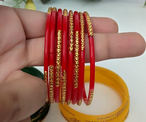 Laal Amrood Glass Bangles For Women Multi Color Chudi Set Indian Jewelry (24 Bangles) #TOP4
