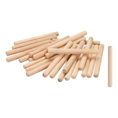 QUARKZMAN Clavijas De Madera 5/16'x 5/32' (8mm x 80mm) Barras Rectas De Clavija Clavijas Estriadas De Madera Para Manualidades Muebles DIY Dura Contenido 200