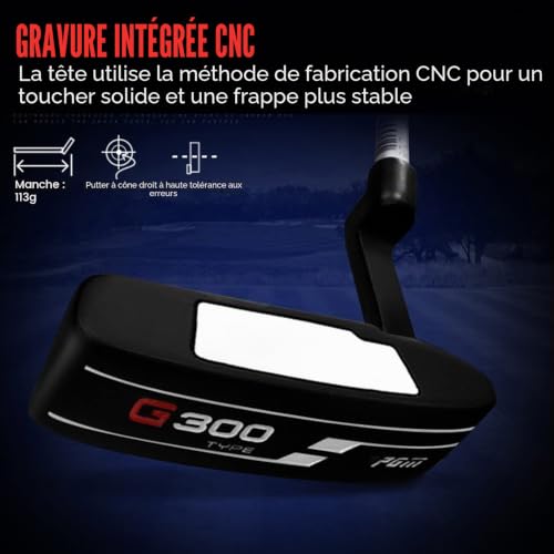 PGM TUG025-1 Putter de Golf - Putter en Acier Inoxydable, Poignée Ultra-Légère, Conception Ergonomique, Idéal pour Hommes et Femmes, Précision et Contrôle Améliorés – vue 7