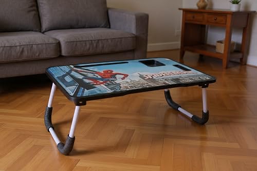 Image of Smart Multipurpose Foldable Laptop Table with Cup Holder, Study Table, Bed Table, Foldable and Portable /Ergonomic & Rounded Edges /Lifetime Non-Slip Legs (Spiderman-New)
