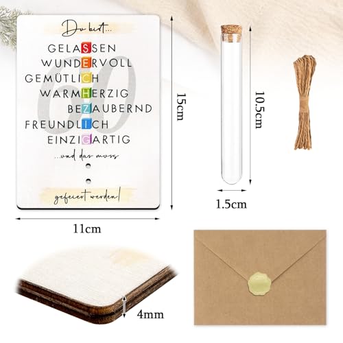 Geldgeschenke Geburtstag 60 aus Holz, Geldgeschenk Geburtstag 60 für Frau Männ, Geburtstagskarte mit Briefumschlag Reagenzgläser zum Geldgeschenke Verpackung – Ideal für Geburtstage, Jubiläum