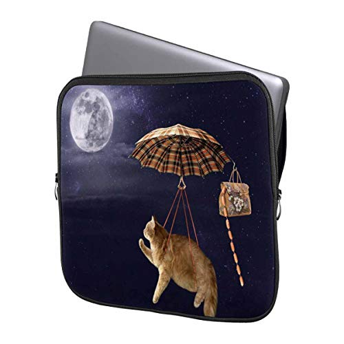 INTERESTPRINT 13 Inch 13.3 Inch Laptop Protective Carrying Bag Brave Cat Flying on Umbrella Notebook Sleeve Pouch Case Bag