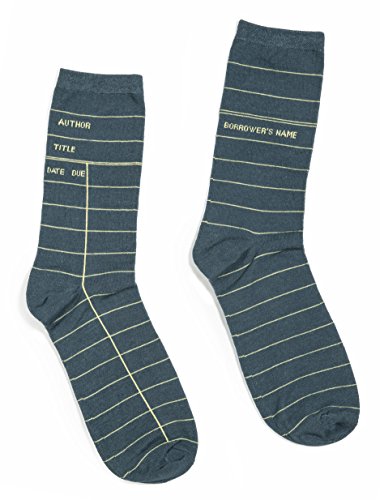 Out of Print Unisex Library Card Socks Large Grey