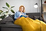 Emma Barclay Honeycomb – Überwurfdecke aus recycelter Baumwolle mit Schlichter Waffelstruktur für Stuhl, Sofa und Sofa in Ocker – 50 x 60 (127 x 152 cm)