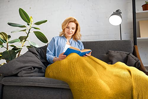 Emma Barclay Honeycomb – Überwurfdecke aus recycelter Baumwolle mit Schlichter Waffelstruktur für Stuhl, Sofa und Sofa in Ocker – 50 x 60 (127 x 152 cm)