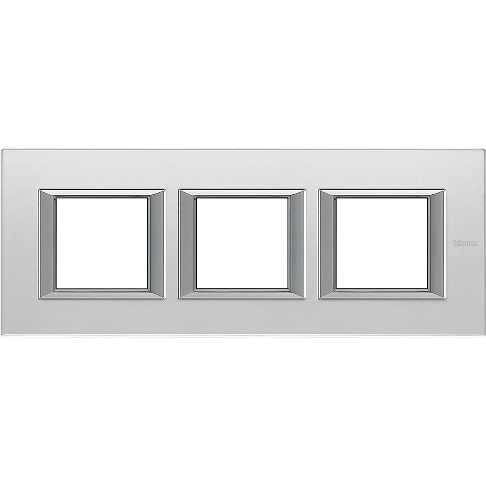 Plaque rectangulaire Axolute BTicino 3 postes verre dépoli horizontal 2+2+2 modules - 3
