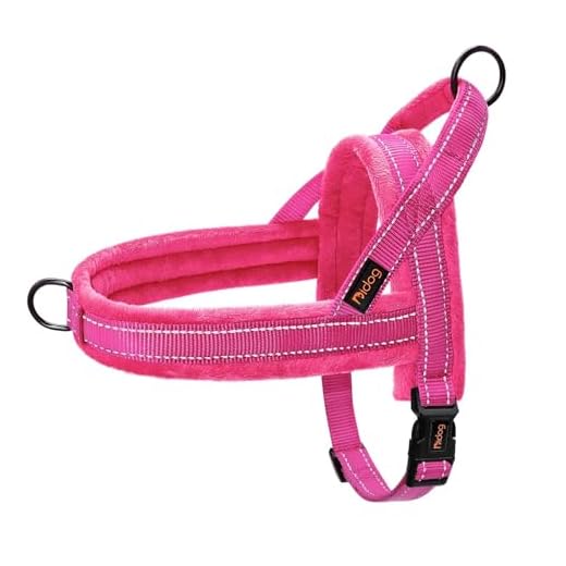 Didog Soft Flannel Padded Dog Vest Harness, Escape Proof/Quick Fit Reflective Dog Strap Harness,Easy for Training Walking,Hot Pink XS Size
